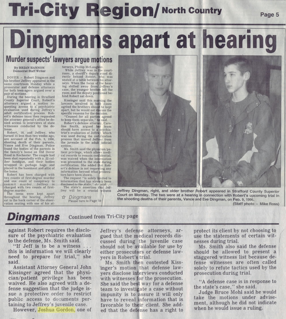 Dingmans apart at hearing